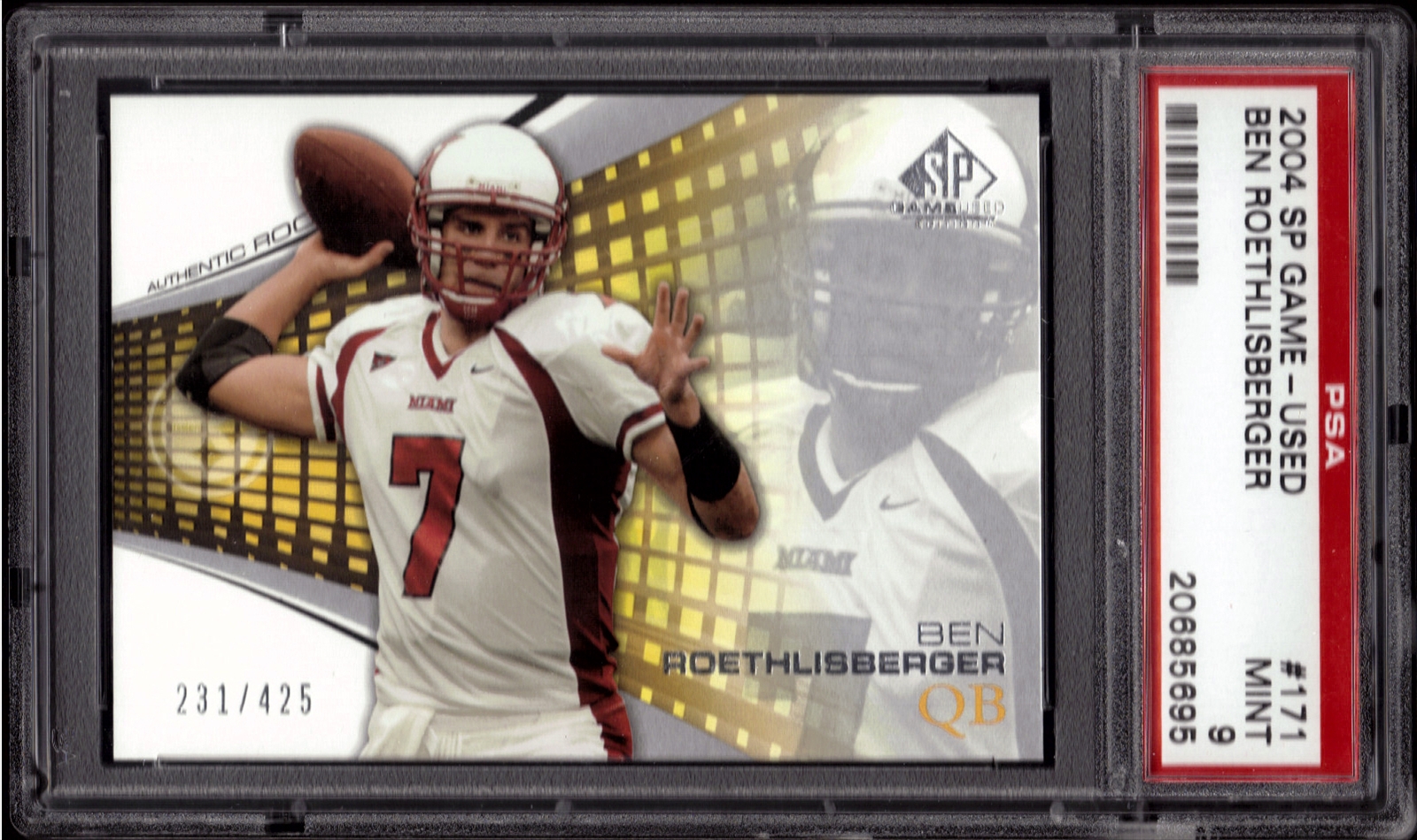 Lot of (2) Ben Roethlisberger Memorabilia Cards with 2004 Fleer Tradition  Rookie Throwback Threads Footballs #TTBR & 2006 Topps Draft Picks and  Prospects Upperclassmen Jersey #UCBR